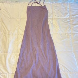 Backless Lilac Maxi Dress with Crossed Spaghetti Straps